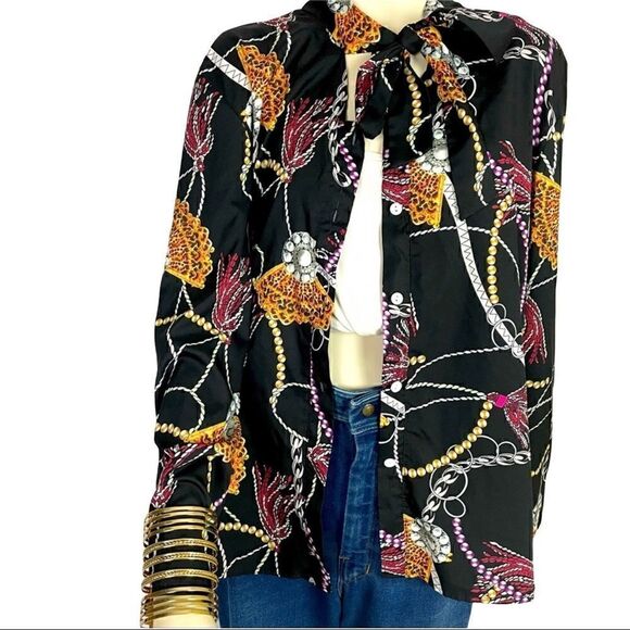 VERSACE inspired button up collar tie Size L print - Picture 2 of 6